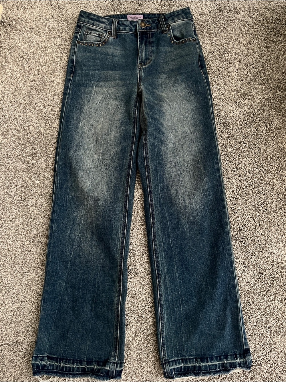 Juicy Couture Dark Wash Rhinestone Straight Leg Jeans